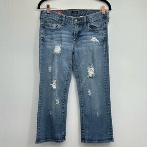 J. Crew Factory Hip Slung Distressed Cropped Jeans Size 28